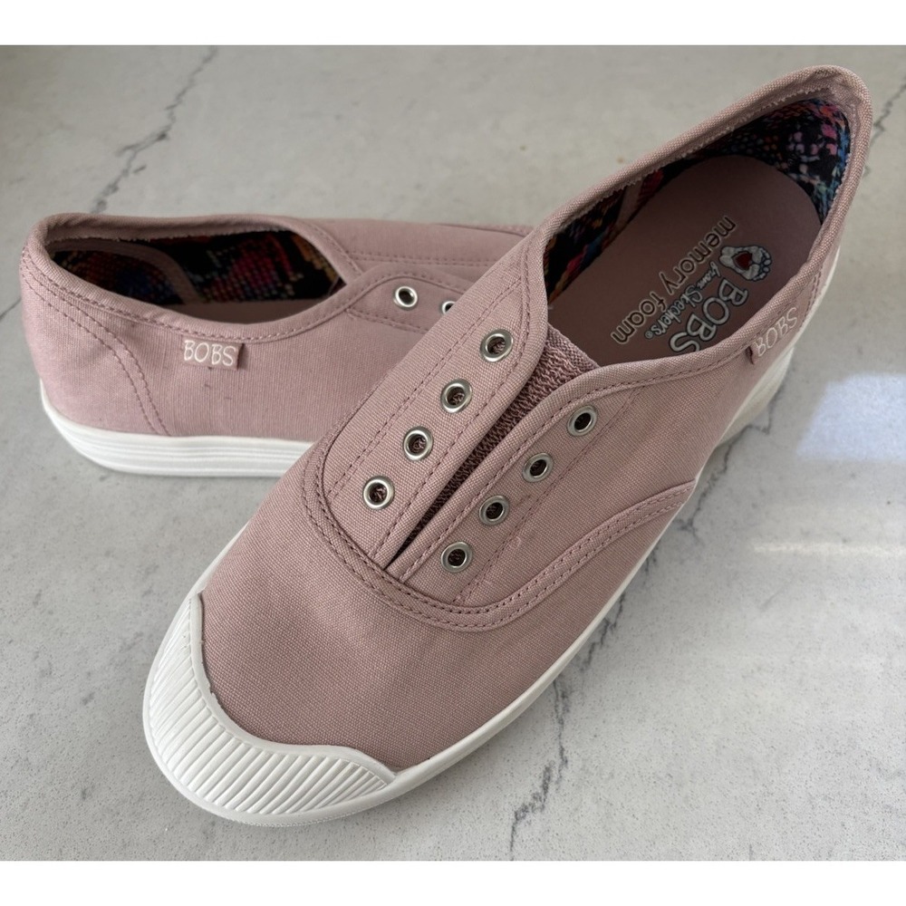 BOBS from Skechers Slip-On Canvas Sneakers in Dusty Rose